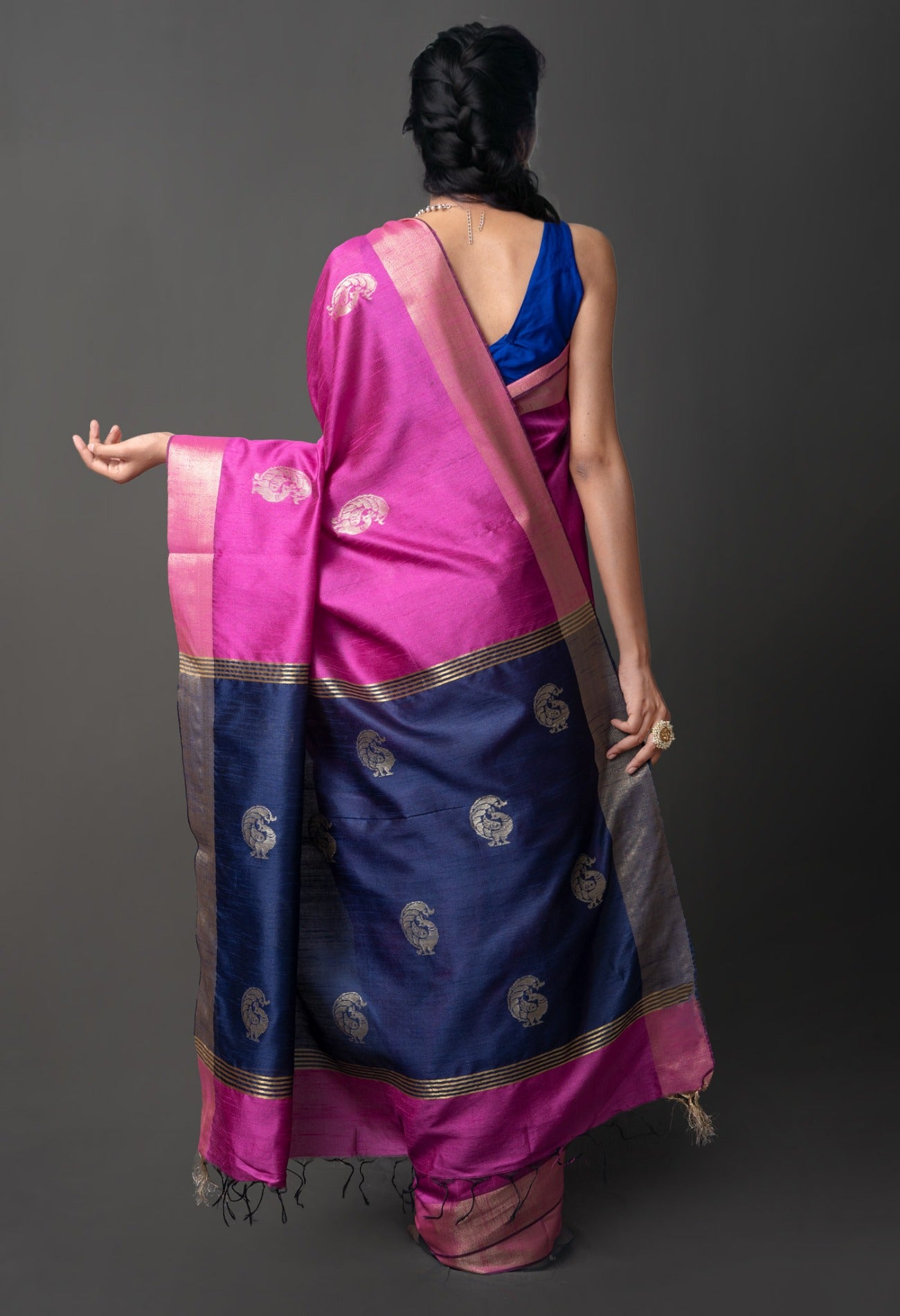 Online Shopping for Pink  Dupion  Silk Saree with Weaving from West Bengal at Unnatisilks.com India
