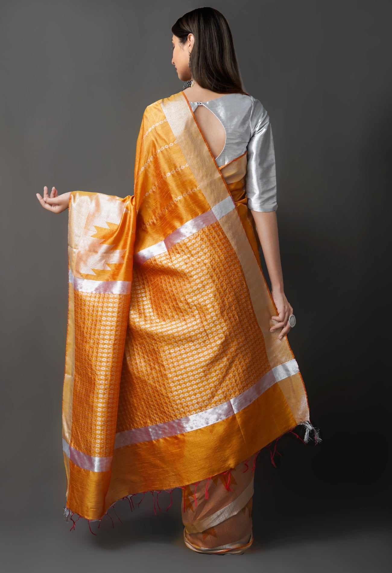 Online Shopping for Mustard Yellow  Bengal Linen Saree with Weaving from West Bengal at Unnatisilks.com India
