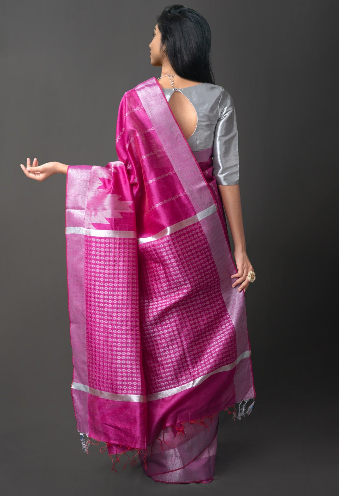 Online Shopping for Pink  Dupion  Silk Saree with Weaving from West Bengal at Unnatisilks.com India

