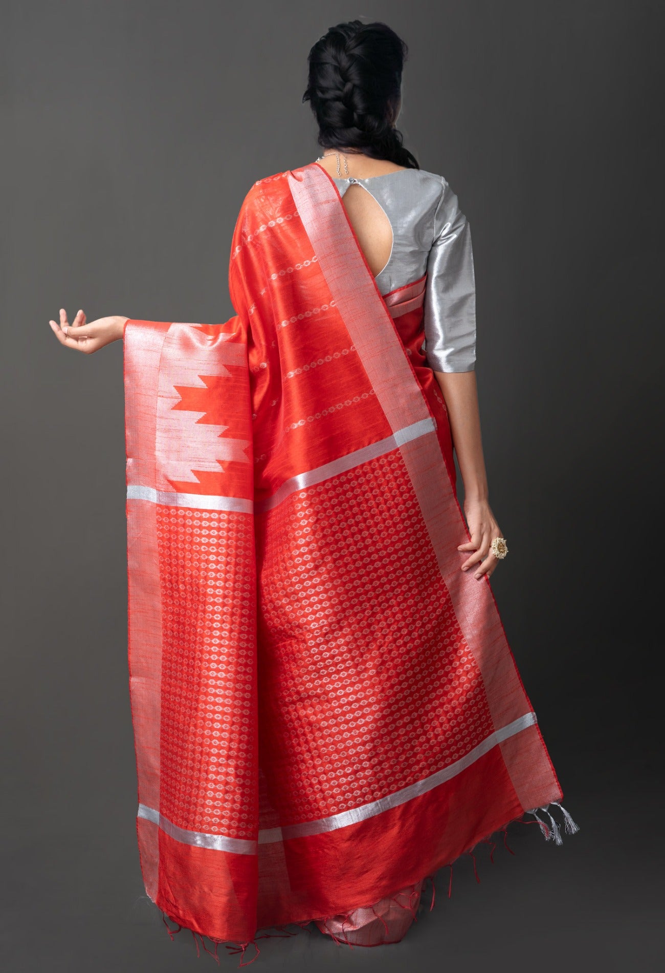 Online Shopping for Red  Dupion  Silk Saree with Weaving from West Bengal at Unnatisilks.com India
