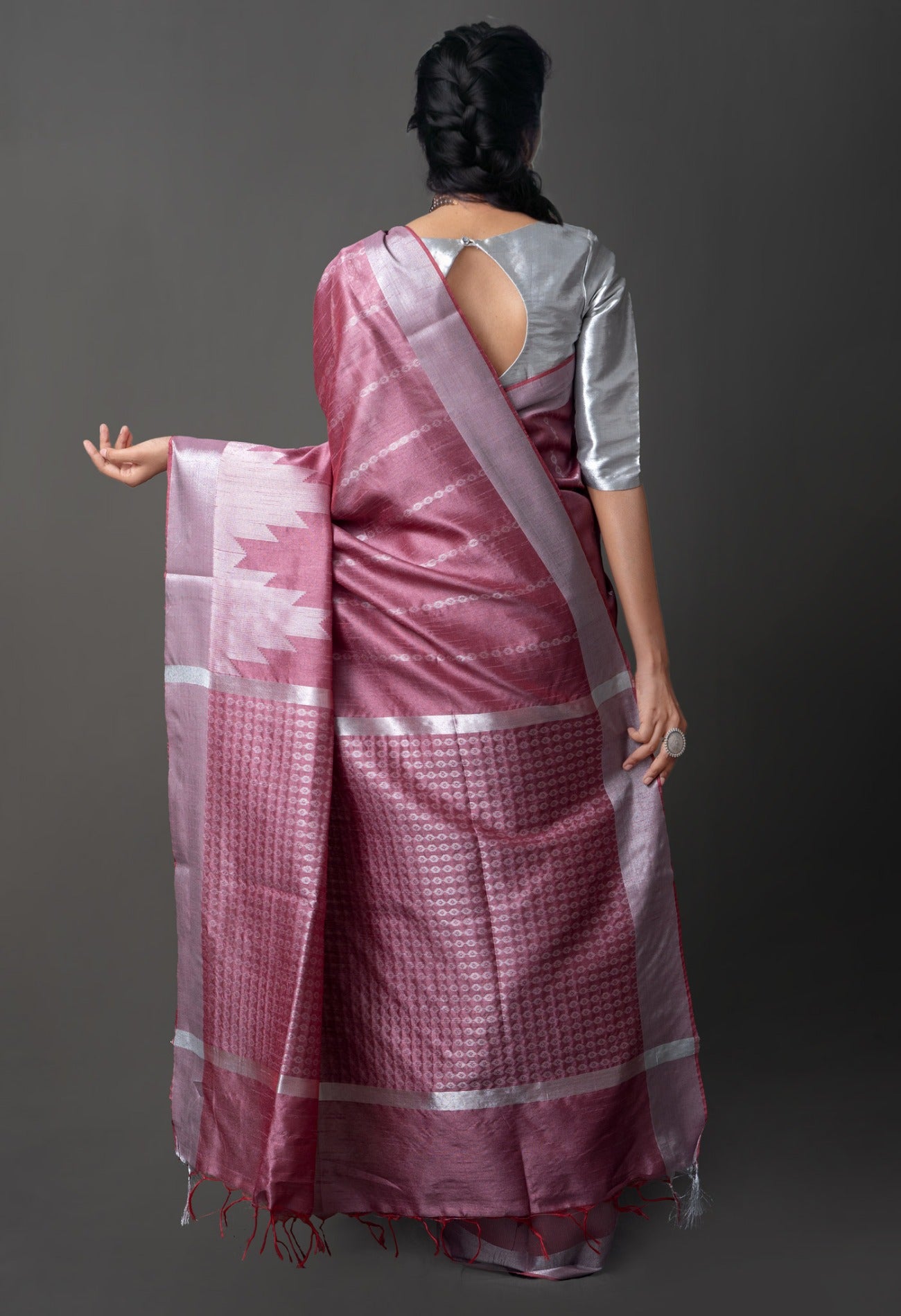 Online Shopping for Pink  Dupion  Silk Saree with Weaving from West Bengal at Unnatisilks.com India

