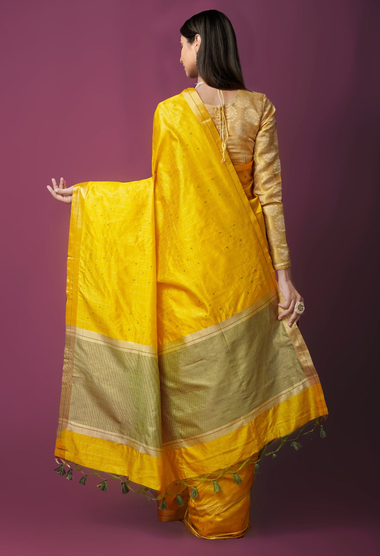 Online Shopping for Gold  Dupion Silk Saree with Weaving from West Bengal at Unnatisilks.com India
