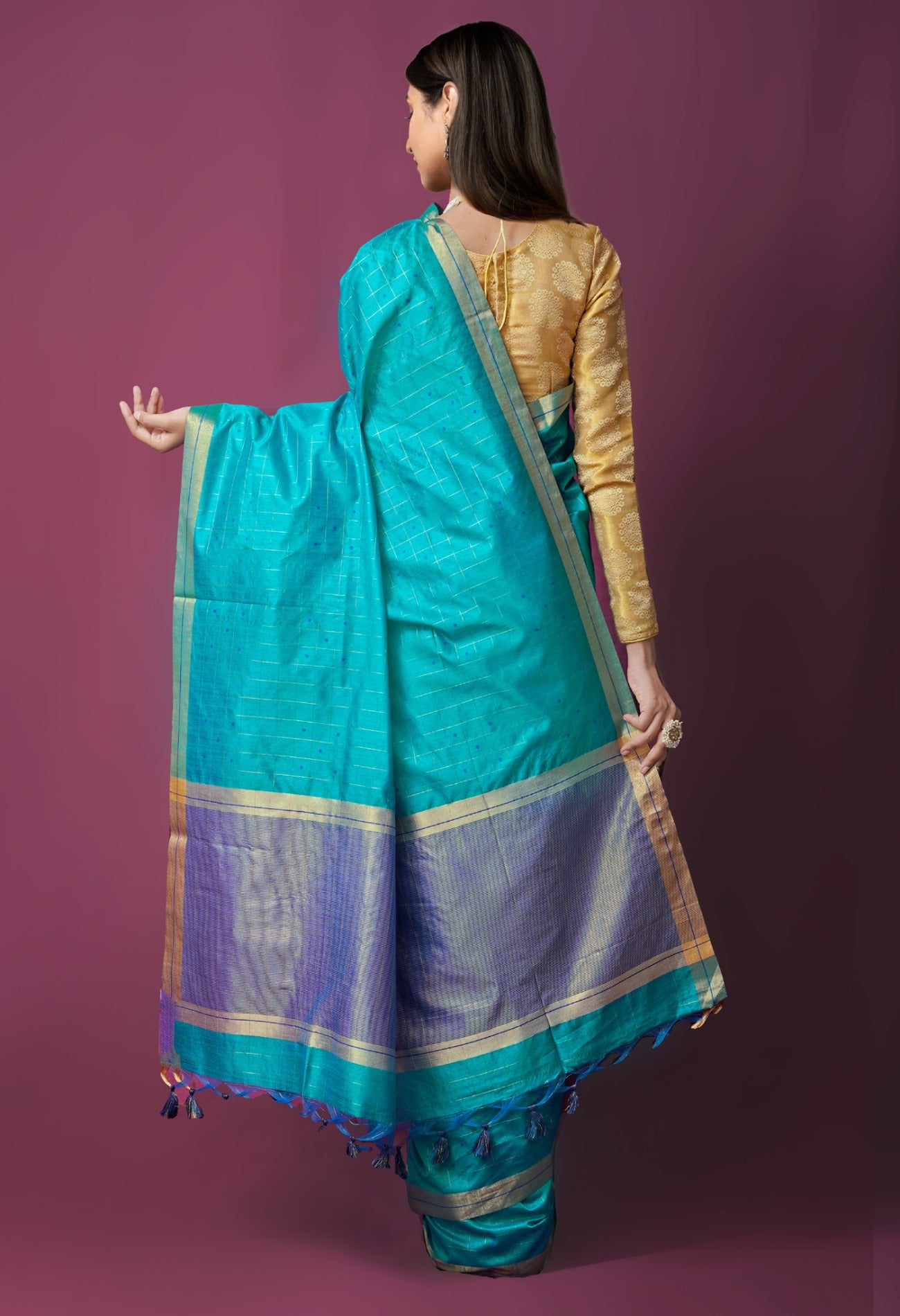 Online Shopping for Green  Dupion Silk Saree with Weaving from West Bengal at Unnatisilks.com India
