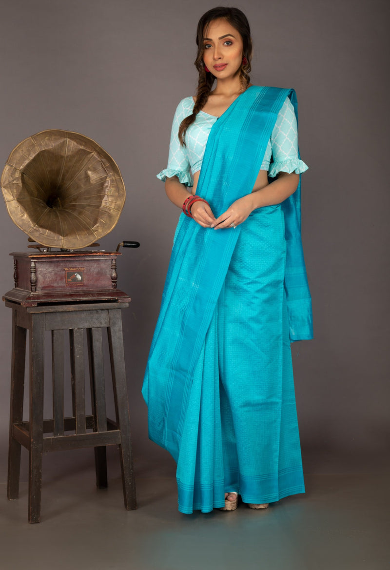 Online Shopping for Blue  Mysore Sico Saree with Fancy/Ethnic Prints from Karnataka at Unnatisilks.com India
