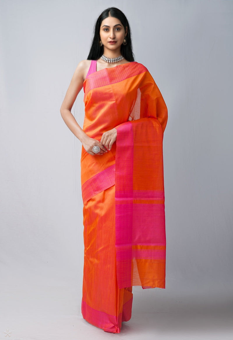 Online Shopping for Orange-Pink  Mysore Sico Saree with Fancy/Ethnic Prints from Karnataka at Unnatisilks.com India
