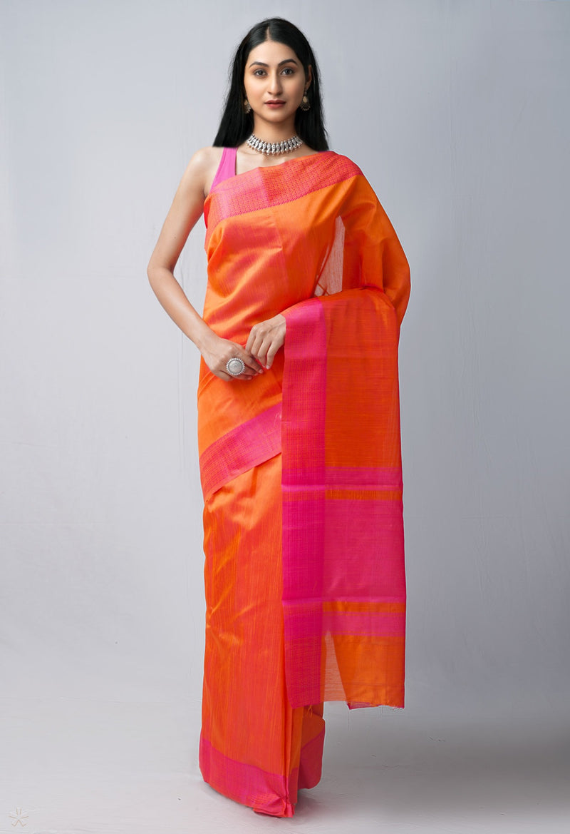 Online Shopping for Orange-Pink  Mysore Sico Saree with Fancy/Ethnic Prints from Karnataka at Unnatisilks.com India
