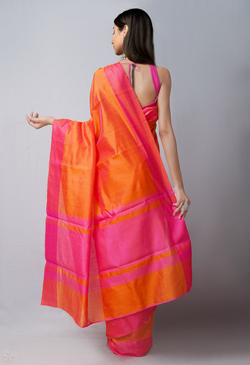Online Shopping for Orange-Pink  Mysore Sico Saree with Fancy/Ethnic Prints from Karnataka at Unnatisilks.com India
