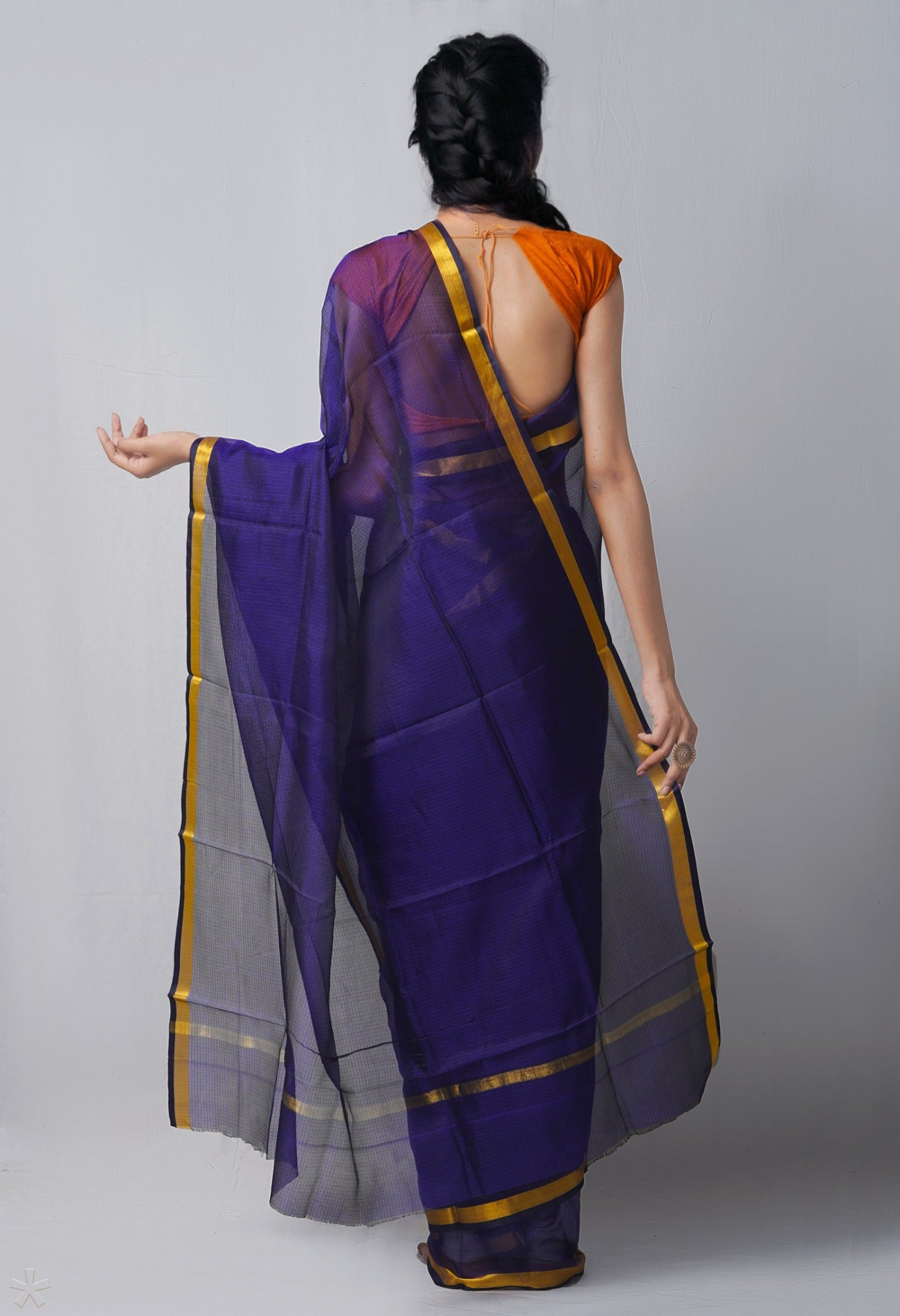 Online Shopping for Navy Blue Pure kota Plain Silk Saree with Weaving from Rajasthan at Unnatisilks.com India
