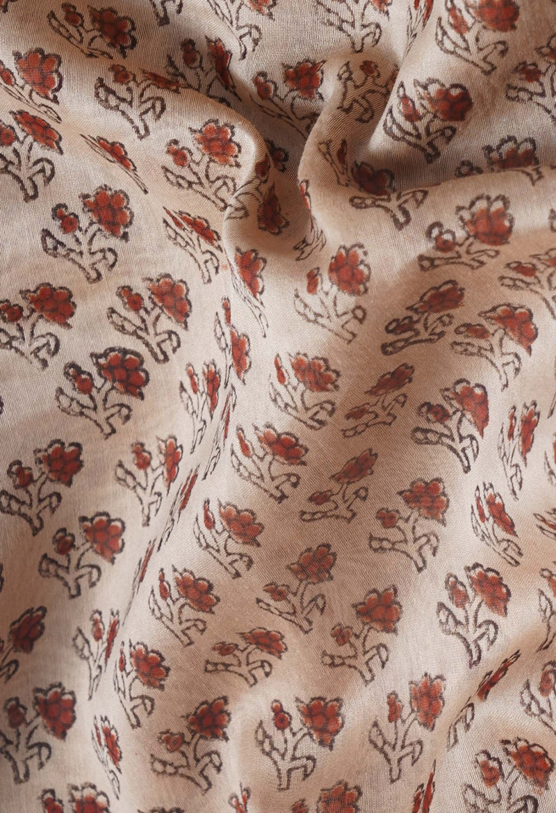 Online Shopping for Cream Pure Preet Bagru Chanderi Sico Saree with Bagru from Madhya Pradesh at Unnatisilks.com India
