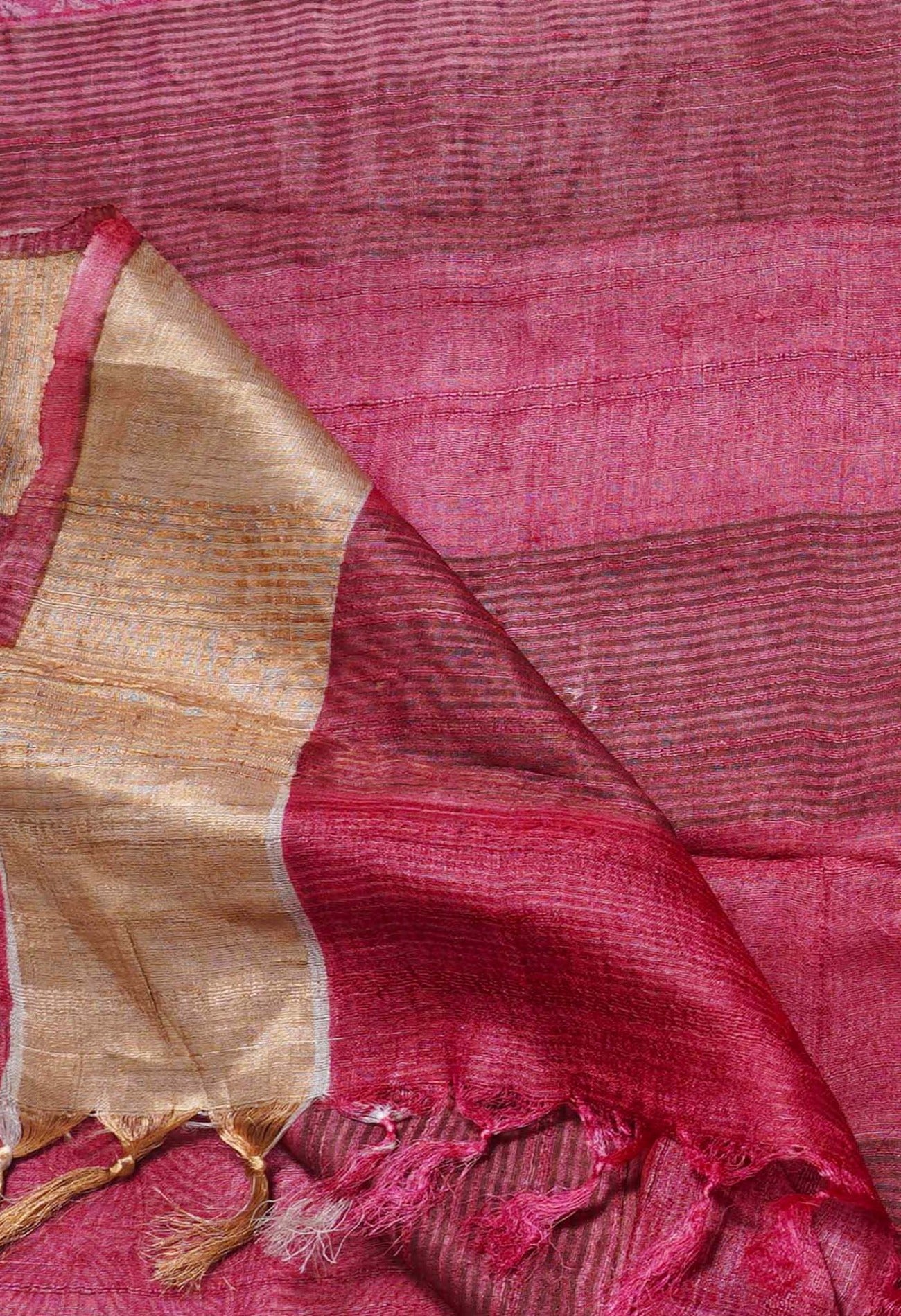 Pink Pure Handloom Bengal Tussar  Silk Saree