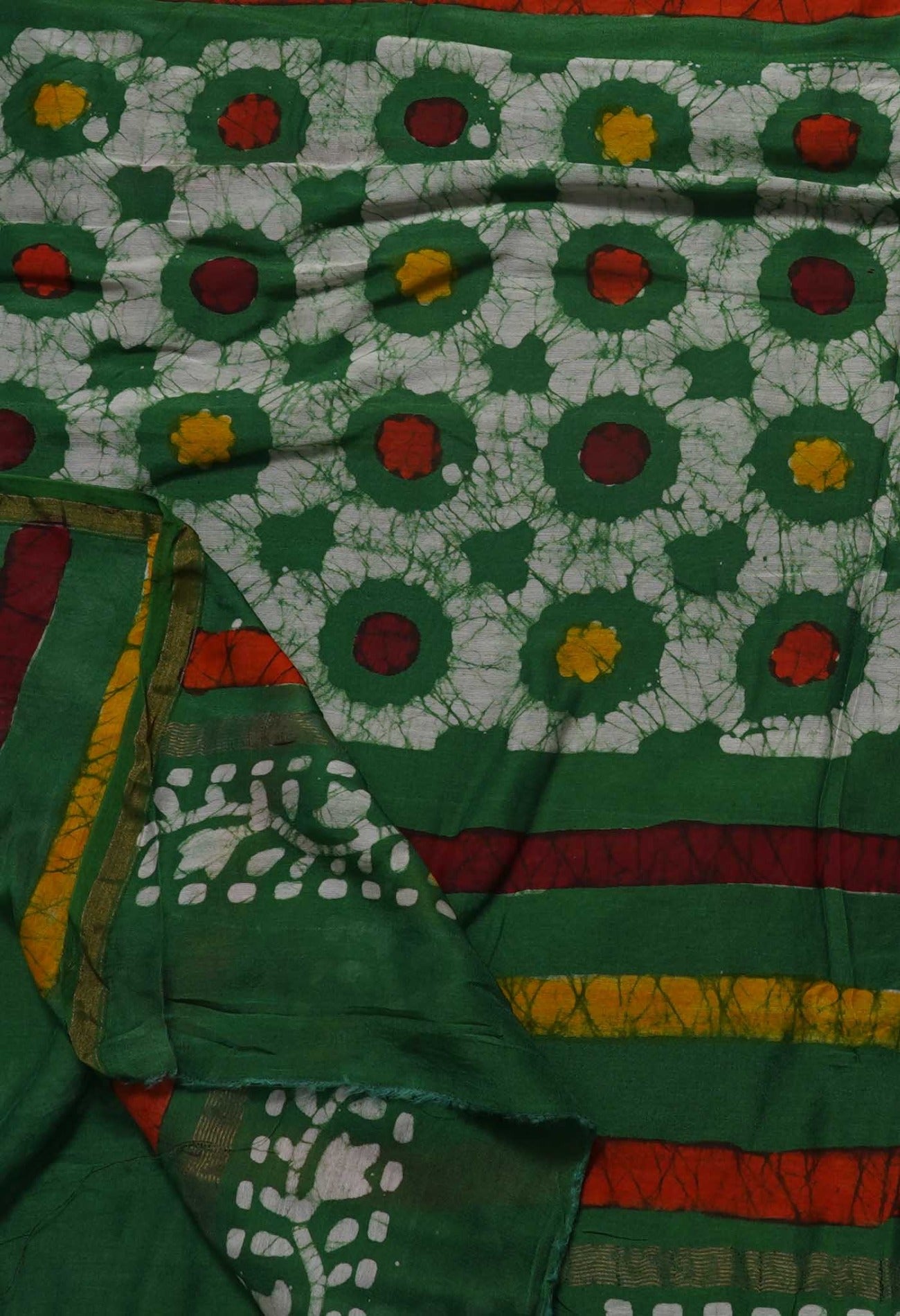 Green Pure Batik Chanderi Sico Saree