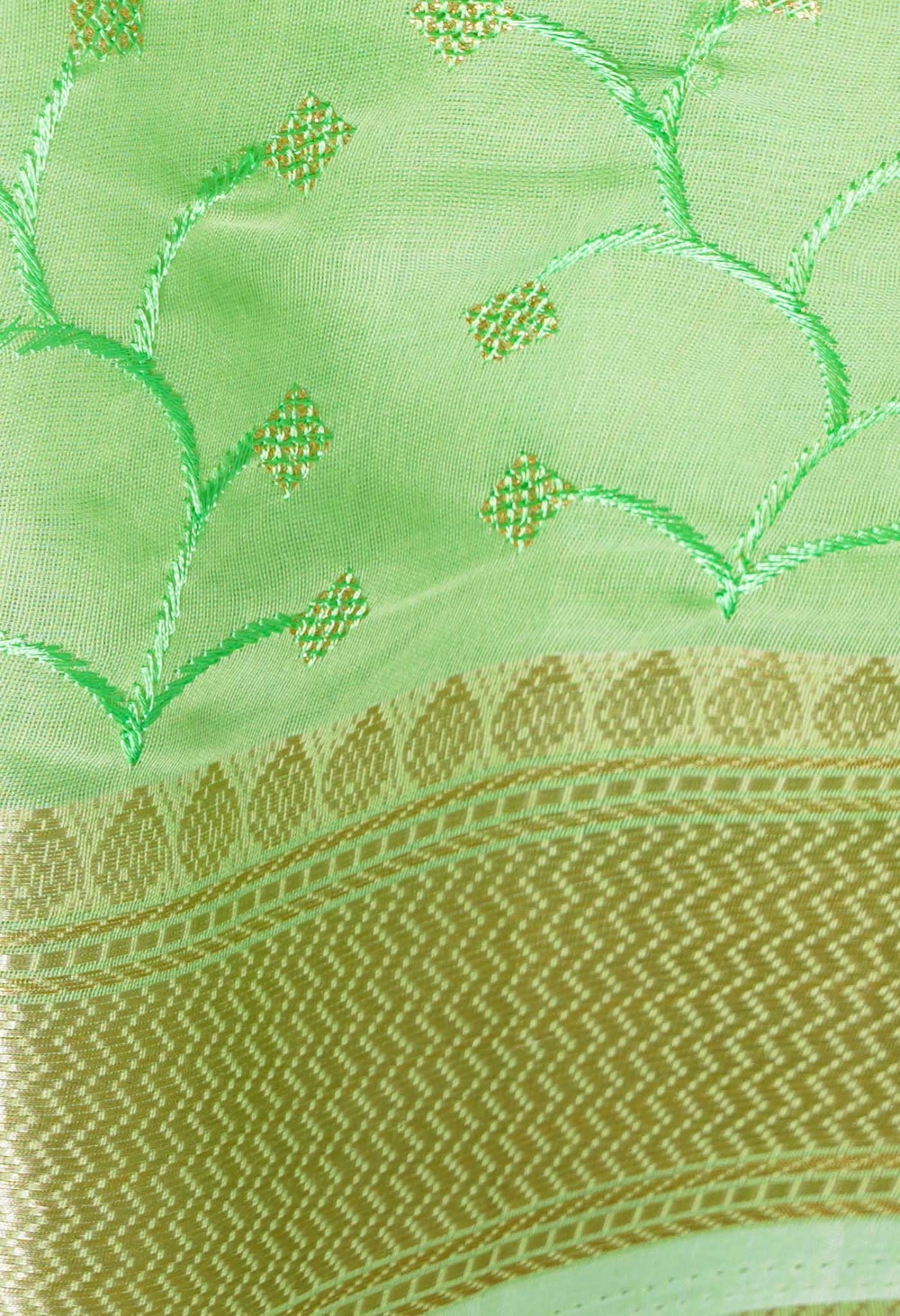 Online Shopping for Green Pure Embroidery Chanderi  Sico Saree with Embroidery from Madhya Pradesh at Unnatisilks.com India

