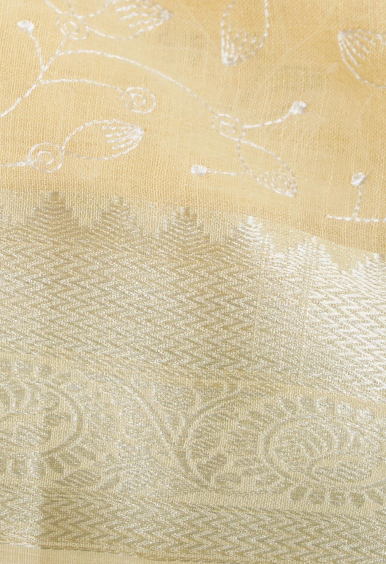 Online Shopping for Yellow Pure Embroidery  Linen Saree with Hand Block Prints from West Bengal at Unnatisilks.com India
