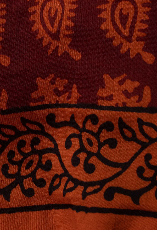 MaroonOrange Pure Bagh Chanderi Cotton Saree