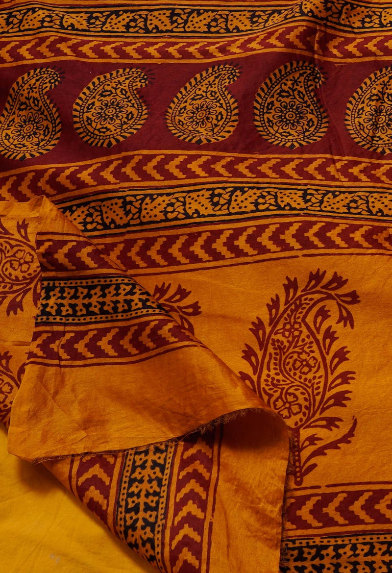 Yellow Pure Bagh Chanderi Cotton Saree