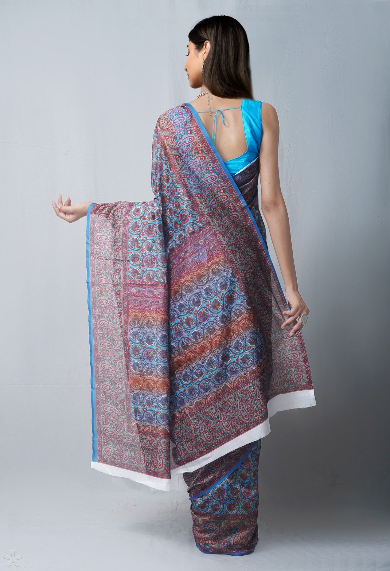 Online Shopping for Blue  Digital Printed Chanderi Sico Saree with Fancy/Ethnic Prints from Madhya Pradesh at Unnatisilks.com India
