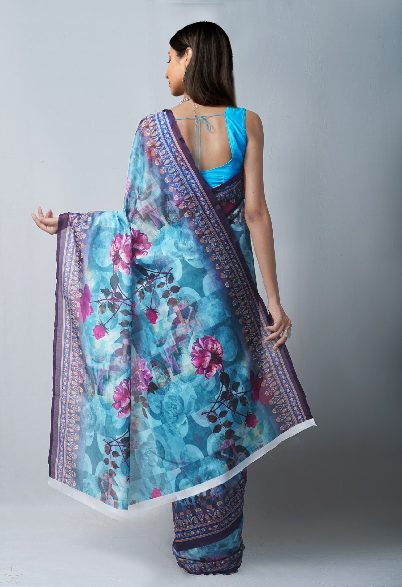 Online Shopping for Sea Green  Digital Printed Chanderi Sico Saree with Fancy/Ethnic Prints from Madhya Pradesh at Unnatisilks.com India
