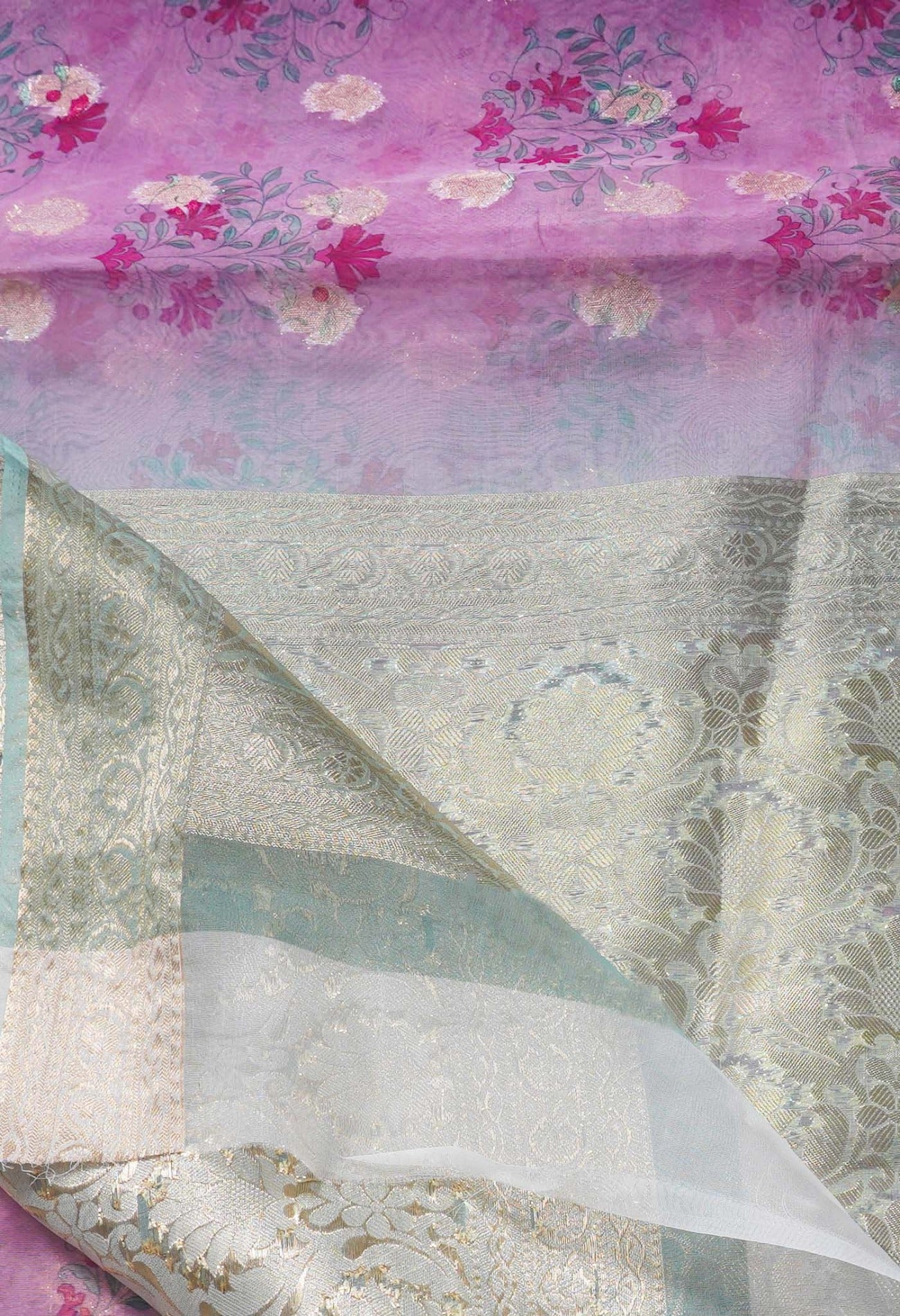 Online Shopping for Pink  Digital Printed Organza Saree with Fancy/Ethnic Prints from Uttar Pradesh at Unnatisilks.com India
