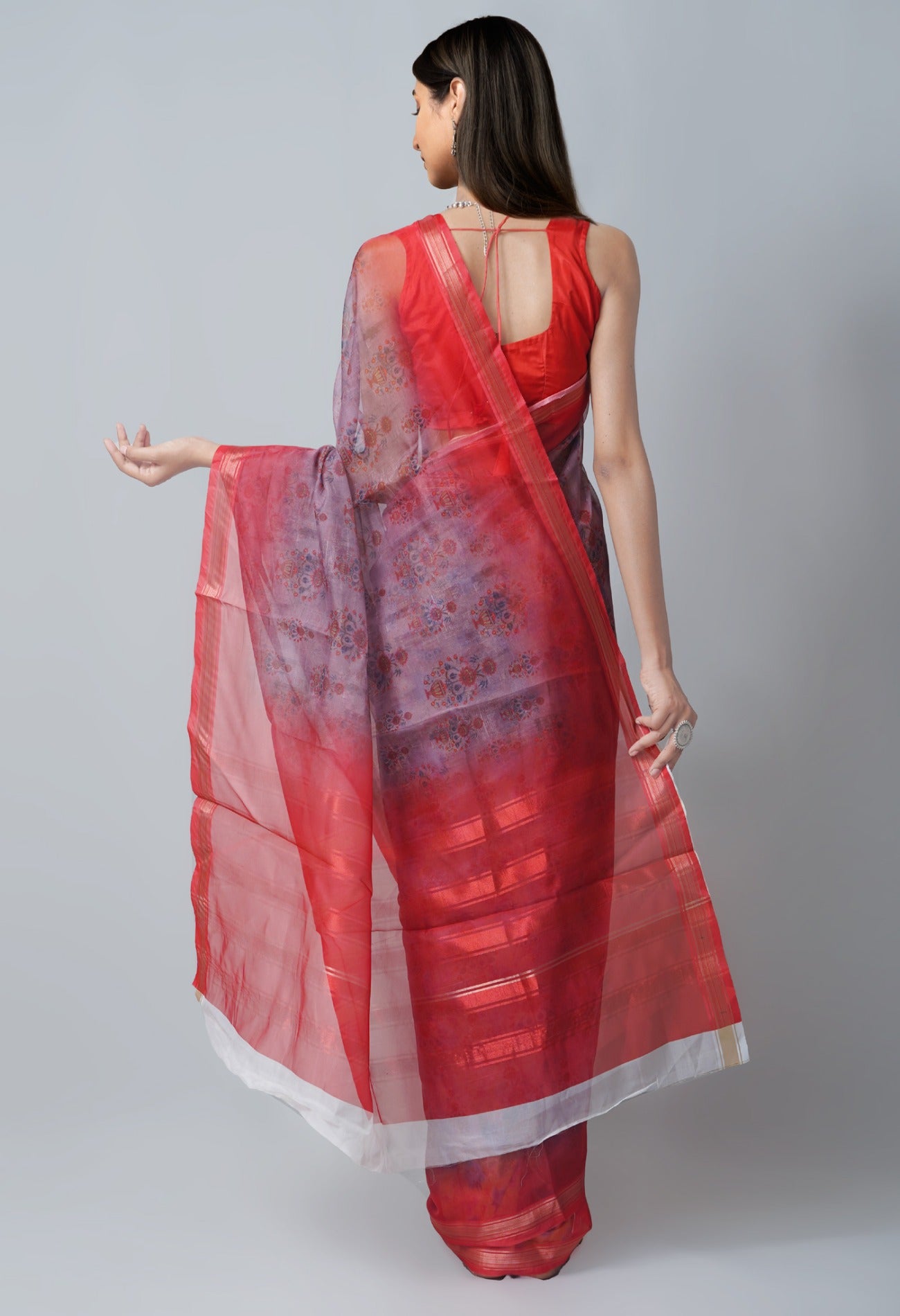 Online Shopping for Brown  Digital Printed Organza Saree with Fancy/Ethnic Prints from Uttar Pradesh at Unnatisilks.com India
