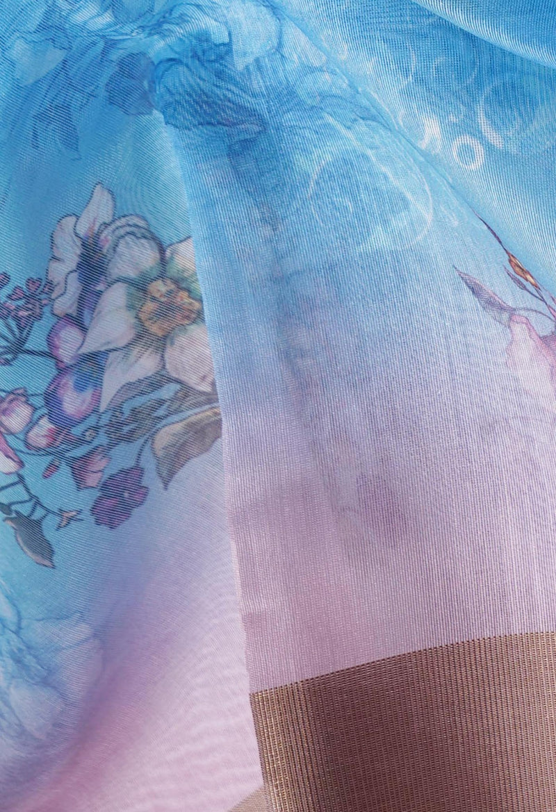 Online Shopping for Blue  Digital Printed Mercerised Sico Saree with Fancy/Ethnic Prints from Karnataka at Unnatisilks.com India
