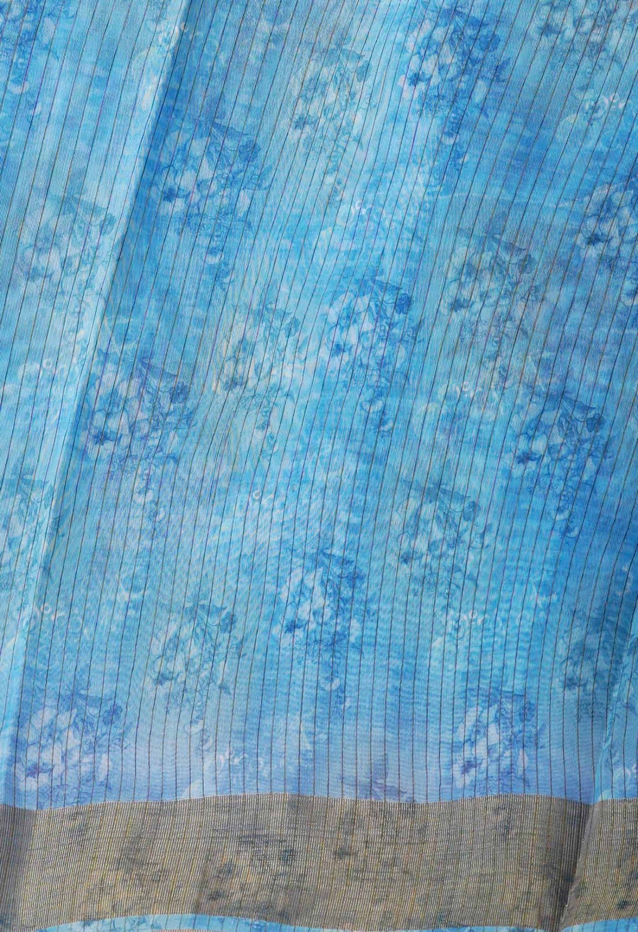 Blue  Digital Printed Mercerised Sico Saree