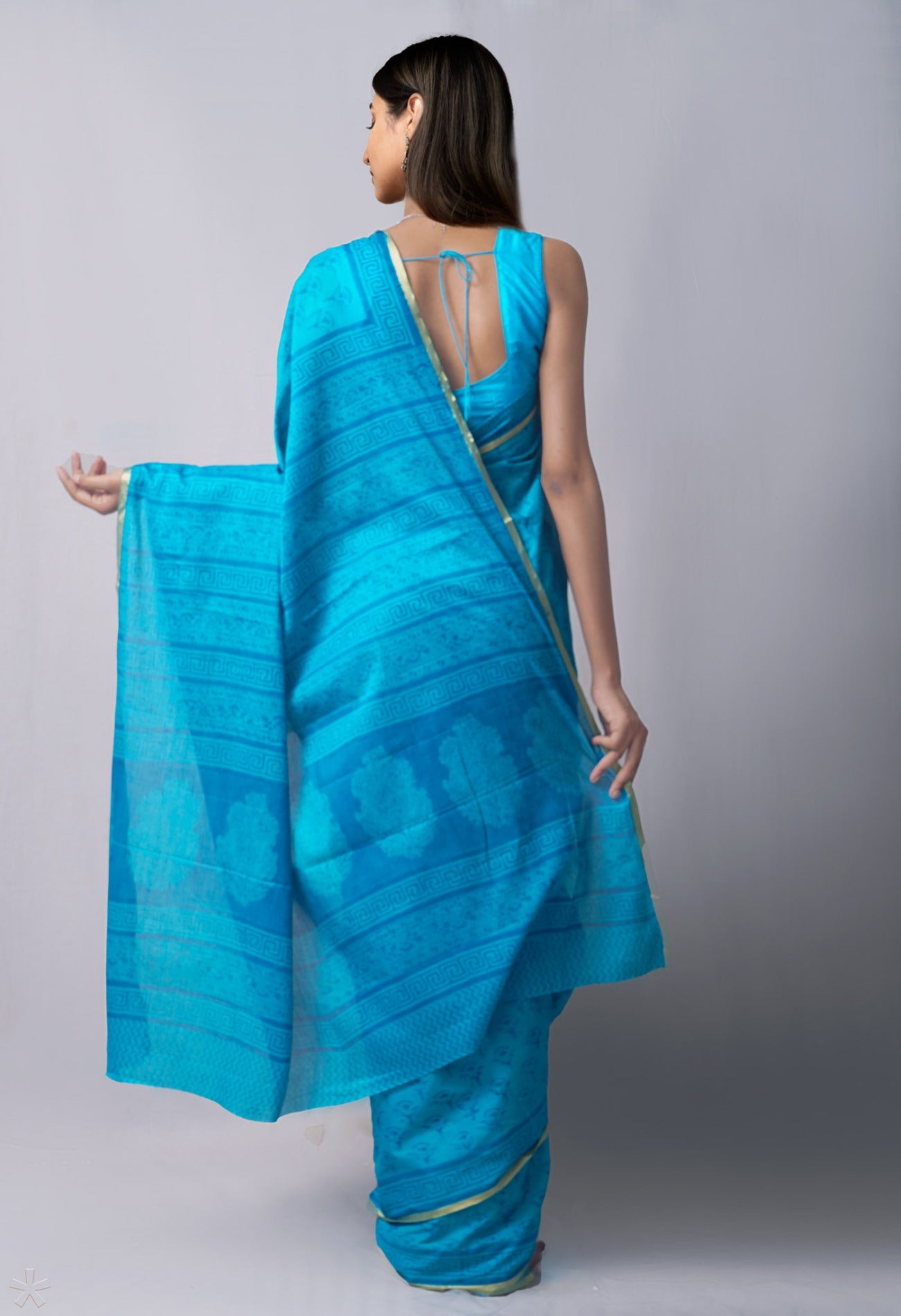 Online Shopping for Blue Pure Bagh venkatagiri Superfine Cotton Saree with Bagh from Andhra Pradesh at Unnatisilks.com India

