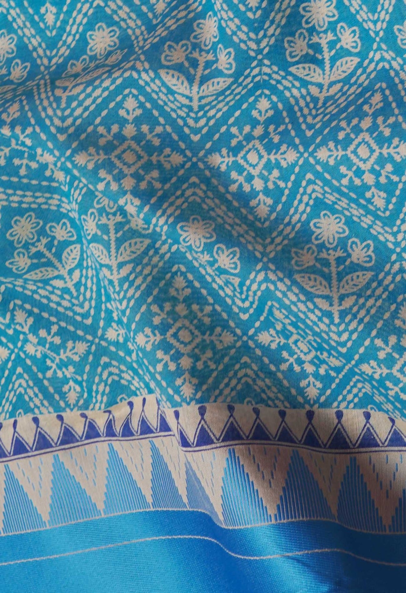 Online Shopping for Blue  Skin Printed Chanderi Sico Saree with Fancy/Ethnic Prints from Madhya Pradesh at Unnatisilks.com India
