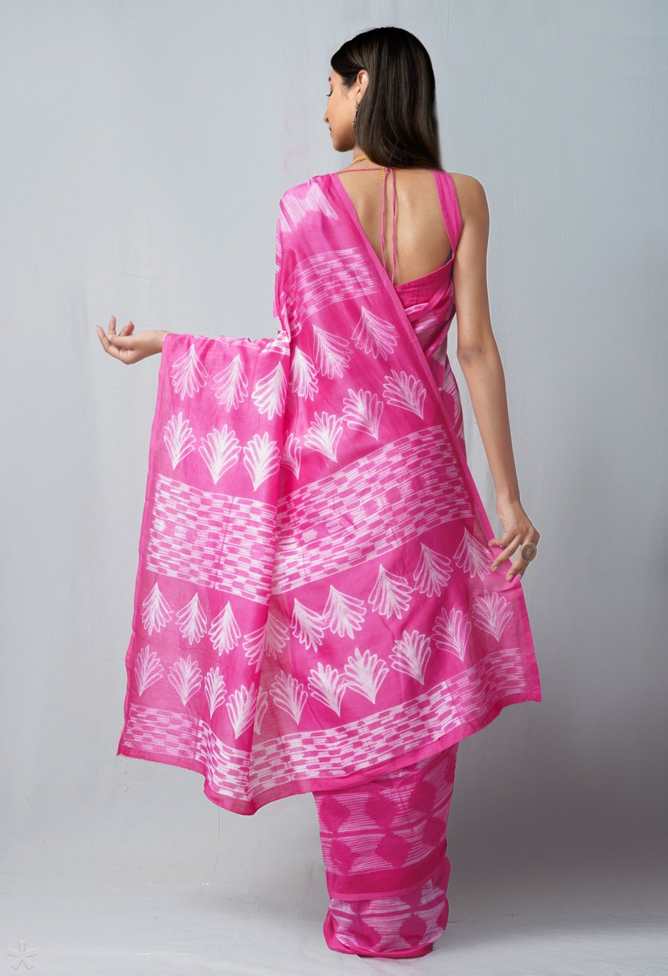 Online Shopping for Pink  Rich Pen Shibori Chanderi Sico Saree with Laheriya-Shibori from Rajasthan at Unnatisilks.com India
