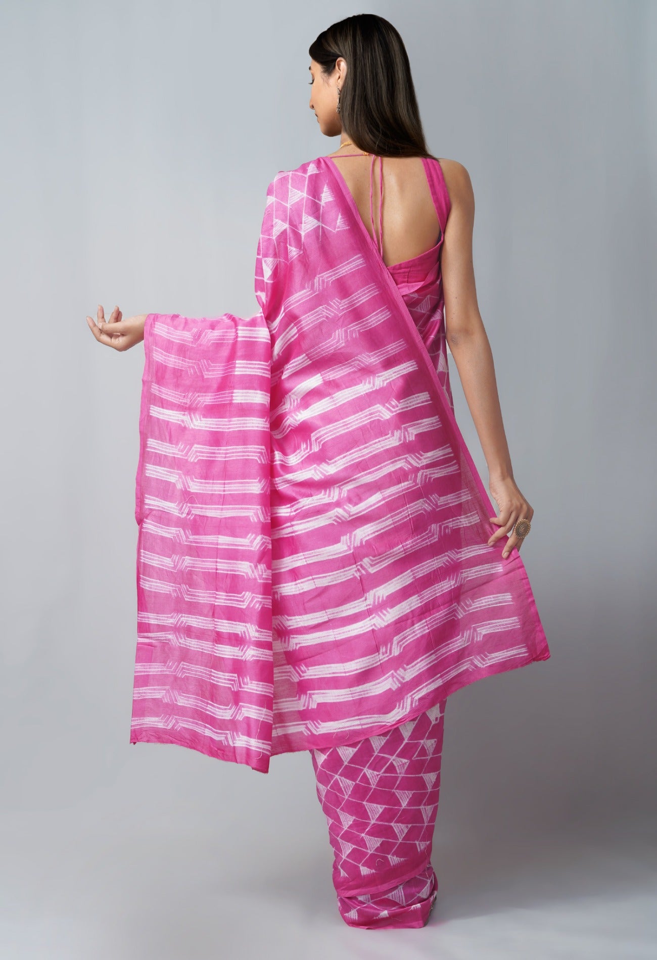 Online Shopping for Pink  Rich Pen Shibori Chanderi Sico Saree with Laheriya-Shibori from Rajasthan at Unnatisilks.com India
