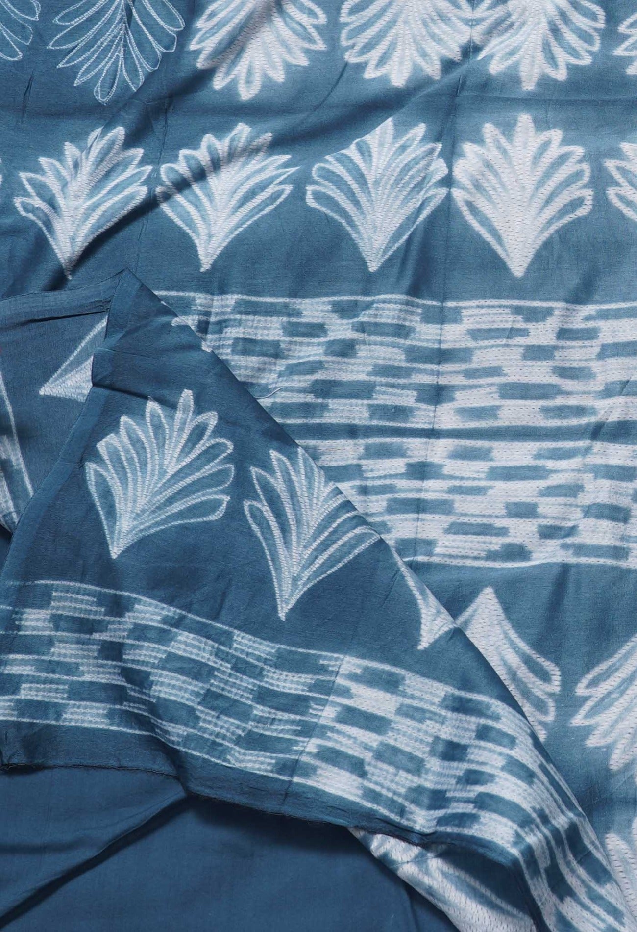 Blue Shibori Printed Chanderi Sico Saree