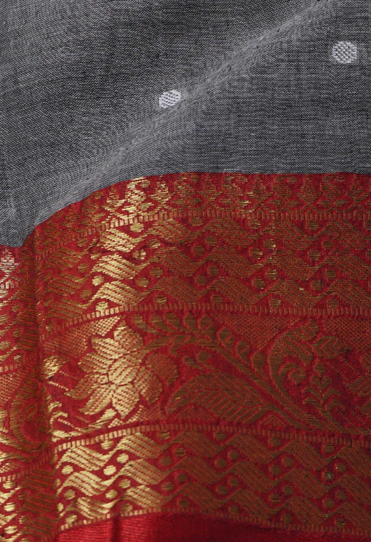 Online Shopping for Grey Pure Handloom Tant Bengal Cotton Saree with Weaving from West Bengal at Unnatisilks.com India
