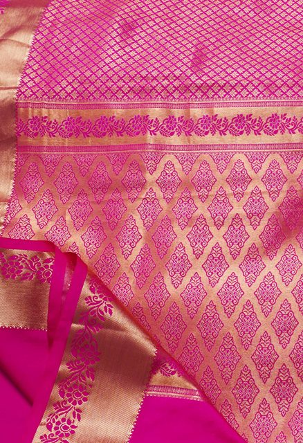 Online Shopping for Pink  Kanjivaram Pattu Sico Saree with Weaving from Tamil Nadu at Unnatisilks.com India
