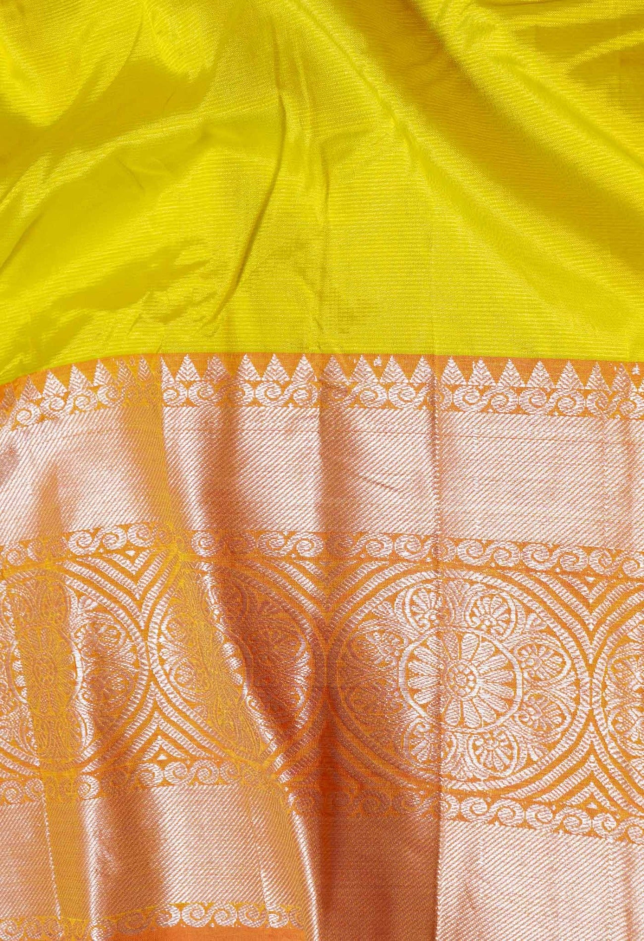 Online Shopping for Lemon Yellow Pure Handloom Kanjivaram Pattu Silk Saree with Weaving from Tamil Nadu at Unnatisilks.com India
