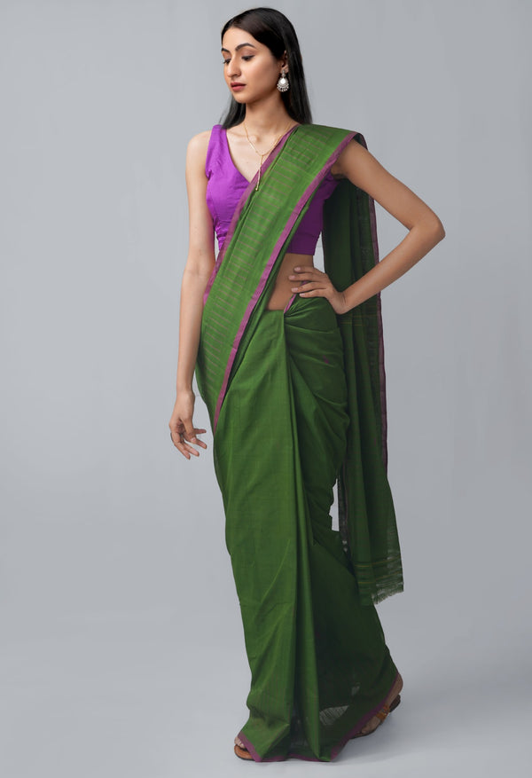 Green Pure Handloom Andhra  Cotton Saree