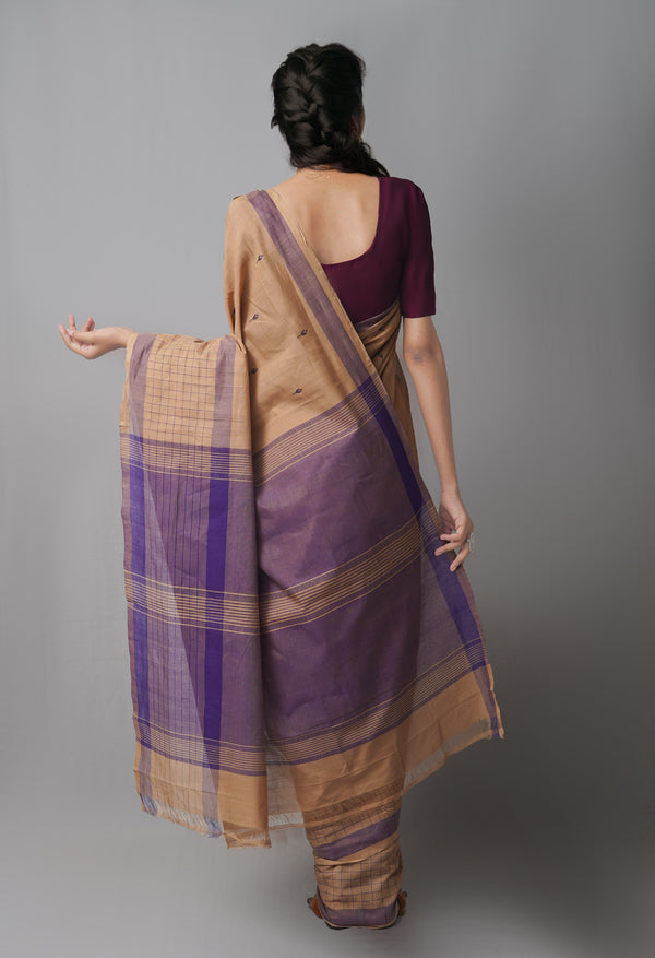 Brown Pure Handloom Andhra  Cotton Saree-UNM63741