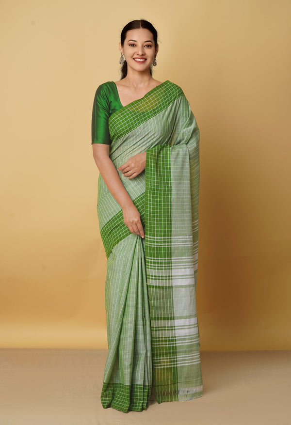 Green Pure Handloom Andhra  Cotton Saree