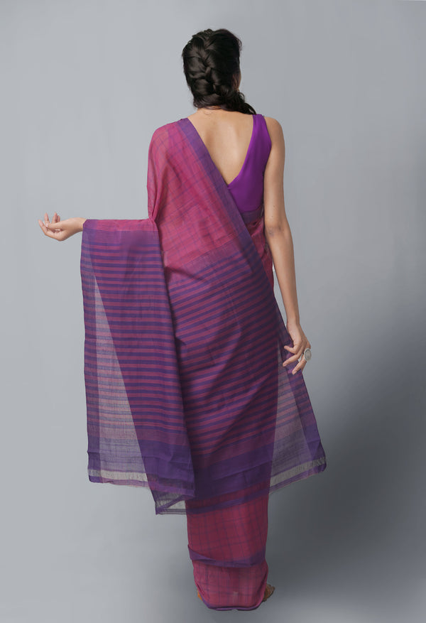 Maroon Pure Handloom Andhra  Cotton Saree-UNM63755