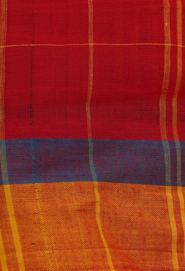 Red Pure Handloom Andhra  Cotton Saree