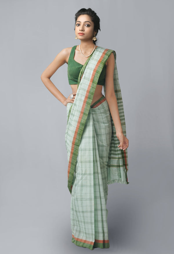Green Pure Handloom Andhra  Cotton Saree-UNM63761