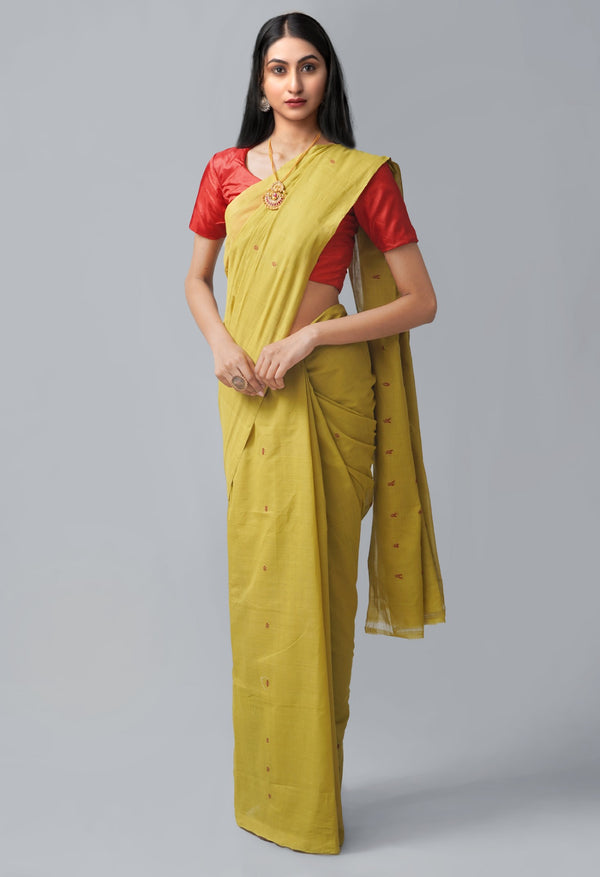 Green Pure Handloom Andhra  Cotton Saree