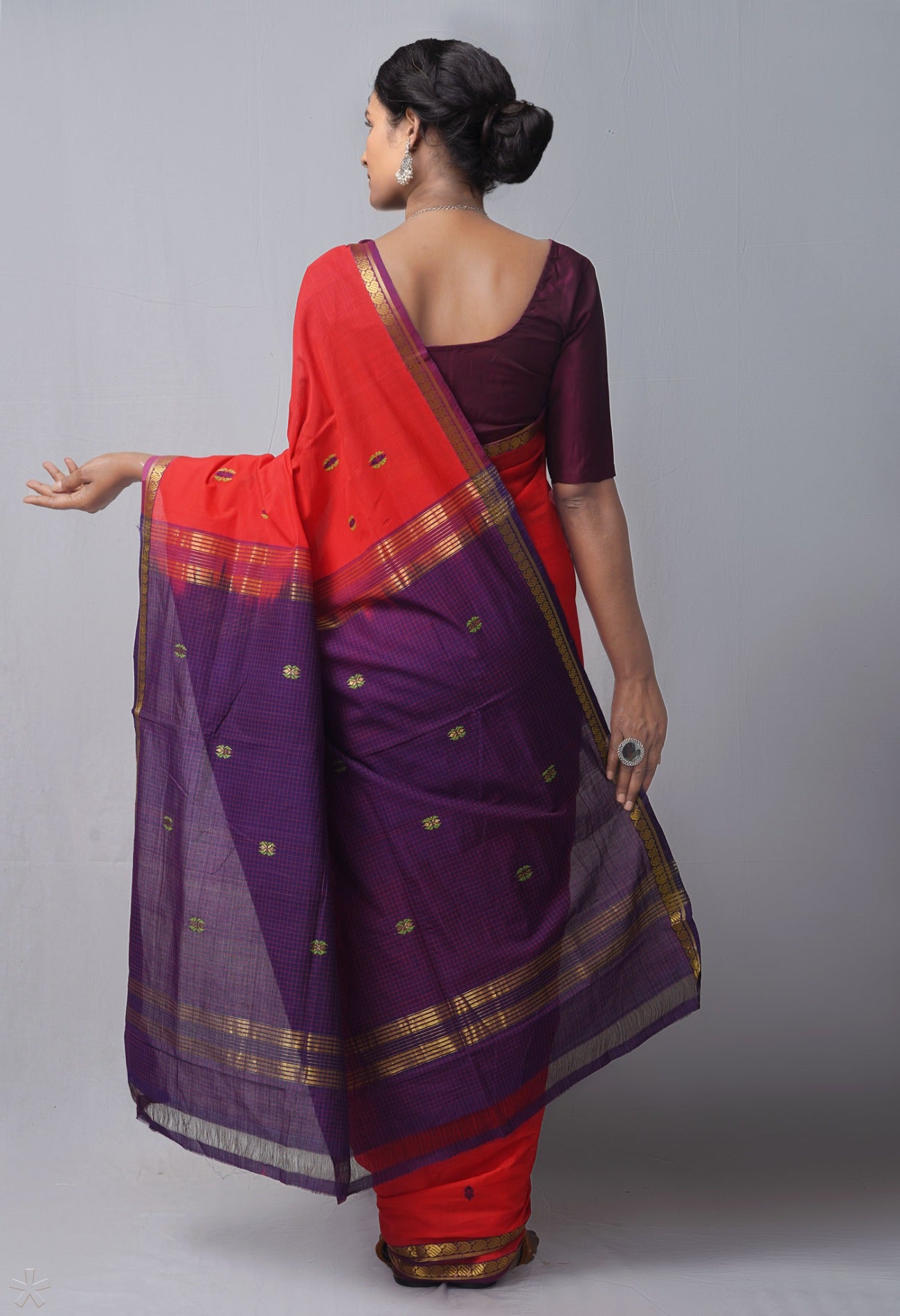 Online Shopping for RedNavy Blue Pure Handloom South India  Cotton Saree with Weaving from Andhra Pradesh at Unnatisilks.com India
