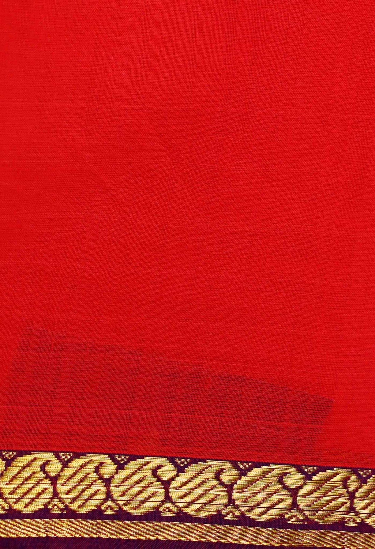 Red-Navy Blue Pure Handloom South India Cotton Saree-UNM63812
