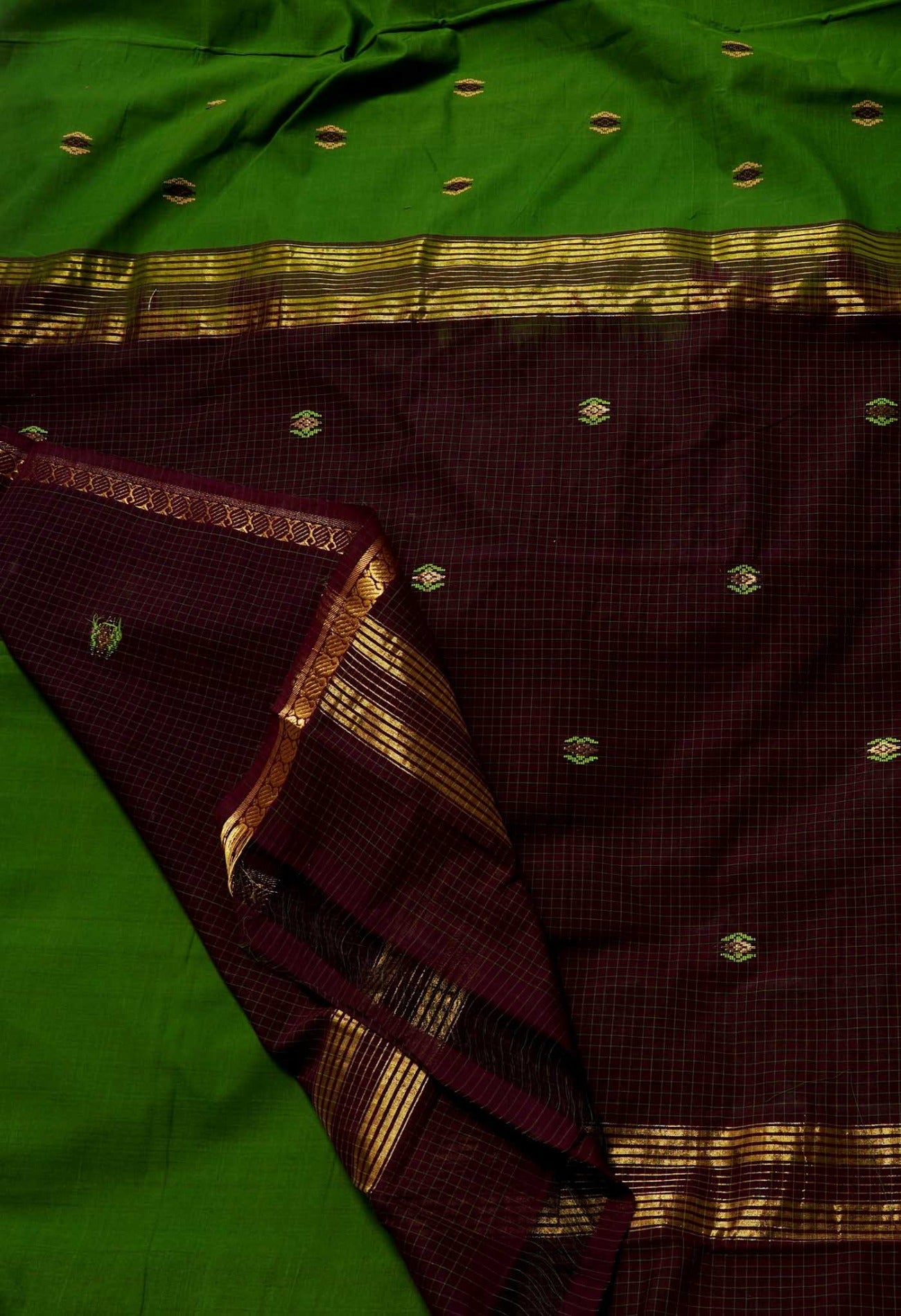 Online Shopping for GreenMaroon Pure Handloom South India  Cotton Saree with Weaving from Andhra Pradesh at Unnatisilks.com India
