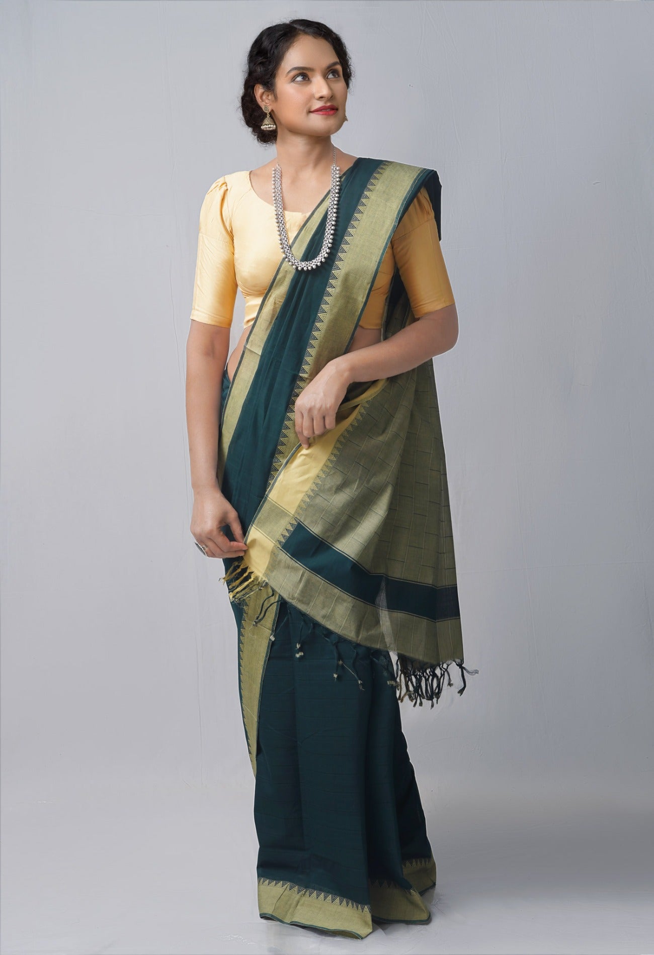 Green Pure Handloom Andhra Cotton Saree-UNM63825