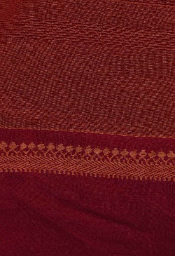 Rust Orange-Red Pure Handloom Andhra Cotton Saree