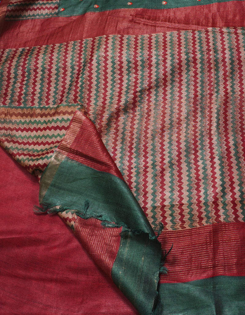 Multi Pure Handloom Bengal Tussar Silk Saree