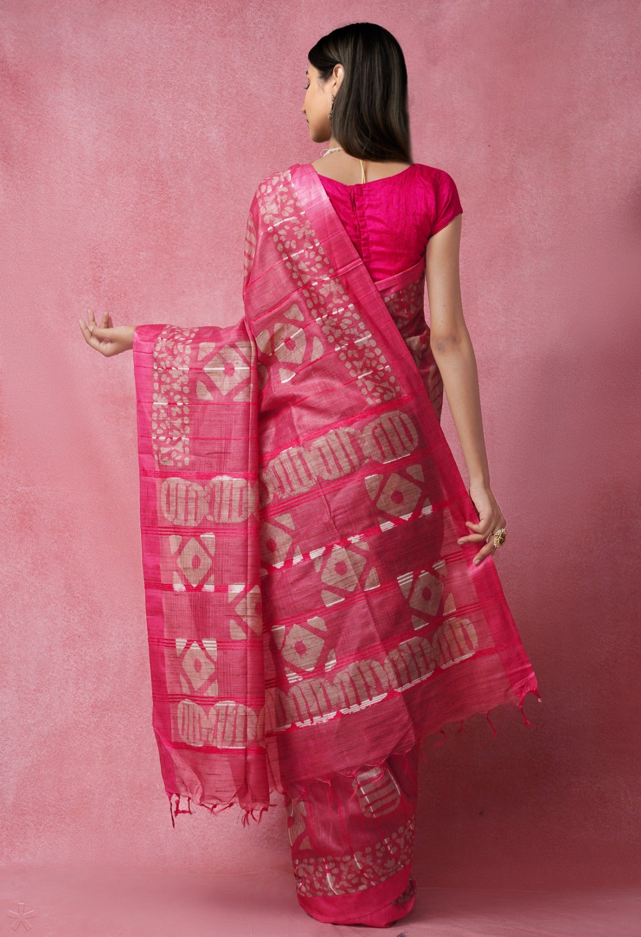 Online Shopping for Pink  Linen Shibori Sico Saree with Laheriya-Shibori from Rajasthan at Unnatisilks.com India
