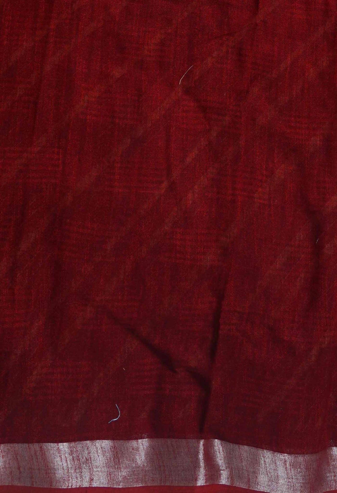 Online Shopping for Red Pure Linen Cotton Saree with Kantha from Madhya Pradesh at Unnatisilks.com India
