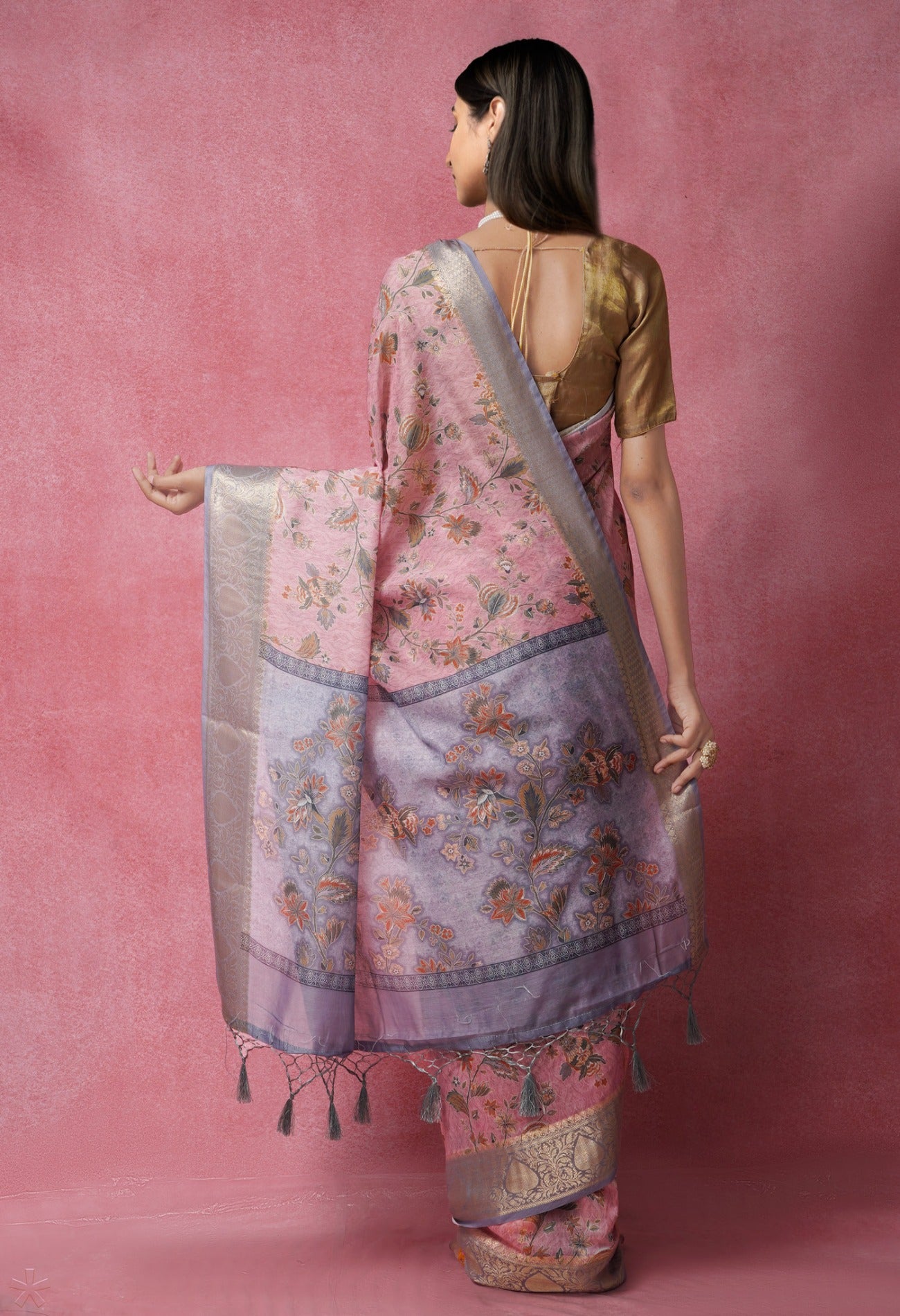 Online Shopping for Pink  Skin Printed Chanderi Sico Saree with Fancy/Ethnic Prints from Madhya Pradesh at Unnatisilks.com India
