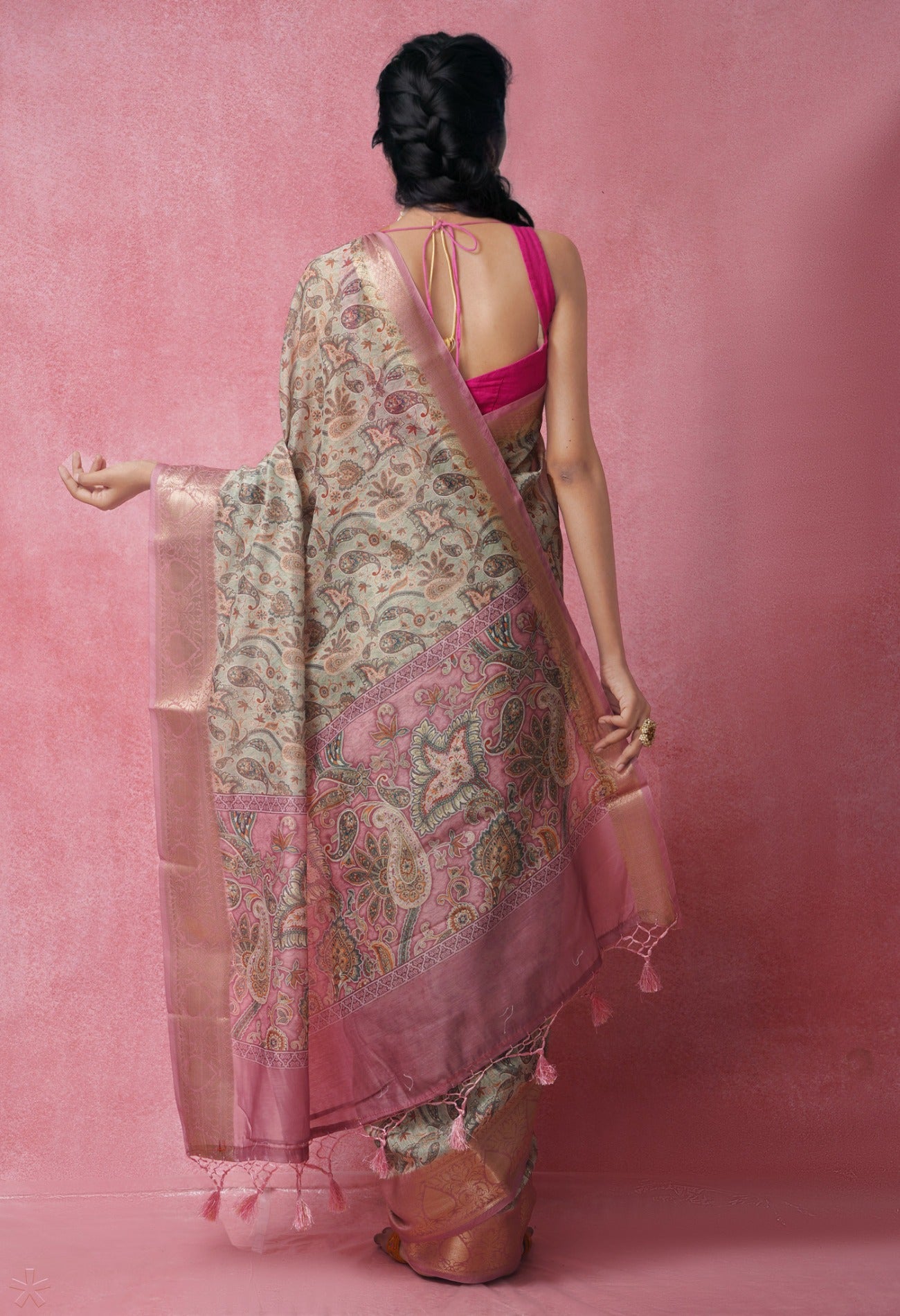 Online Shopping for Green  Skin Printed Chanderi Sico Saree with Fancy/Ethnic Prints from Madhya Pradesh at Unnatisilks.com India
